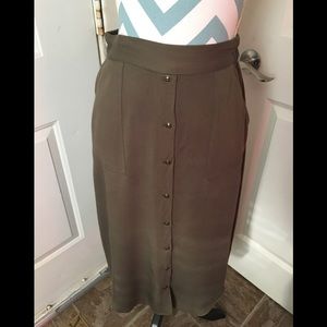 Army Green Forever 21 Midi Skirt